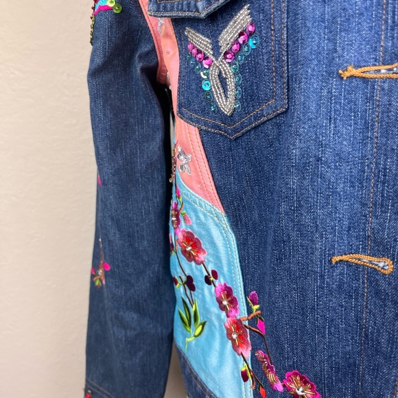 Vintage Berek2 by Takako Sakon embellished jean jacket-Woman’s Petite Large - Picture 8 of 14